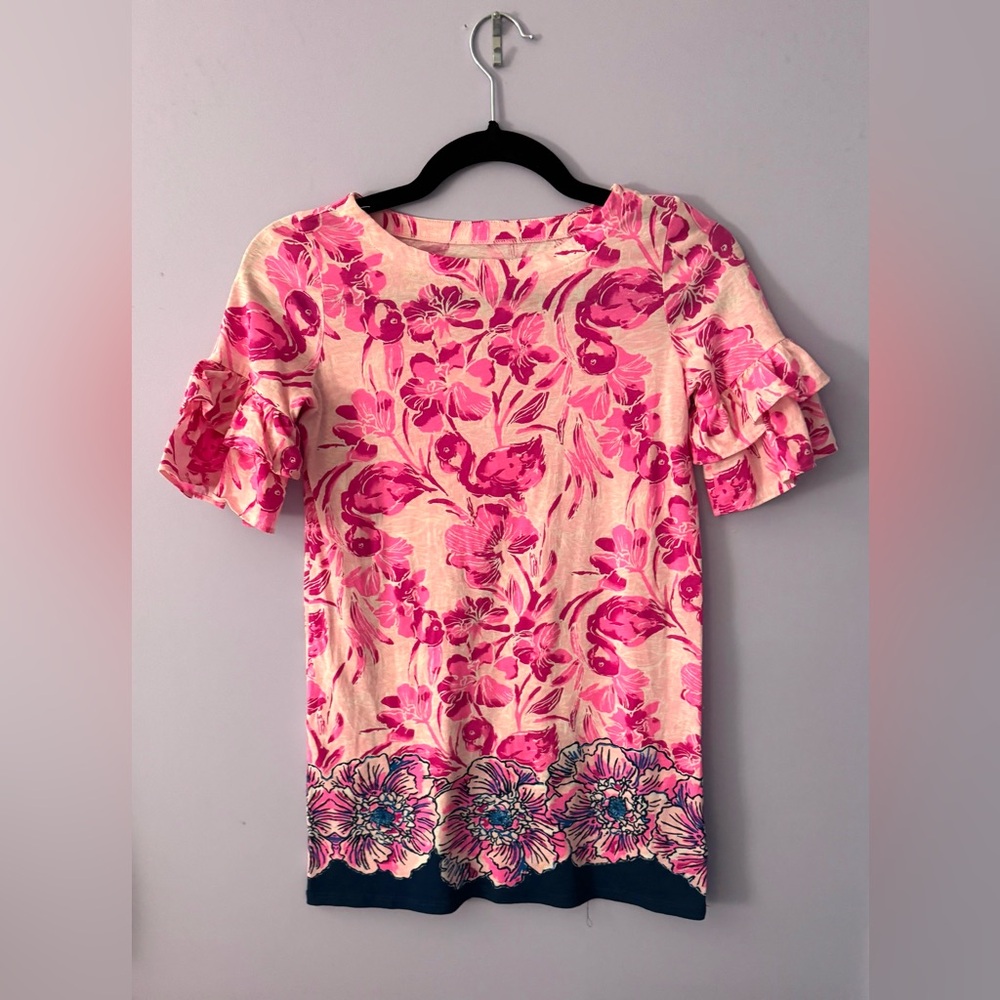 Lilly Pulitzer Girls Pink Floral Dress Size Large (8-10)